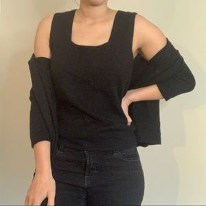 Cashmere Ann Taylor Cardigan Sweater Set Black